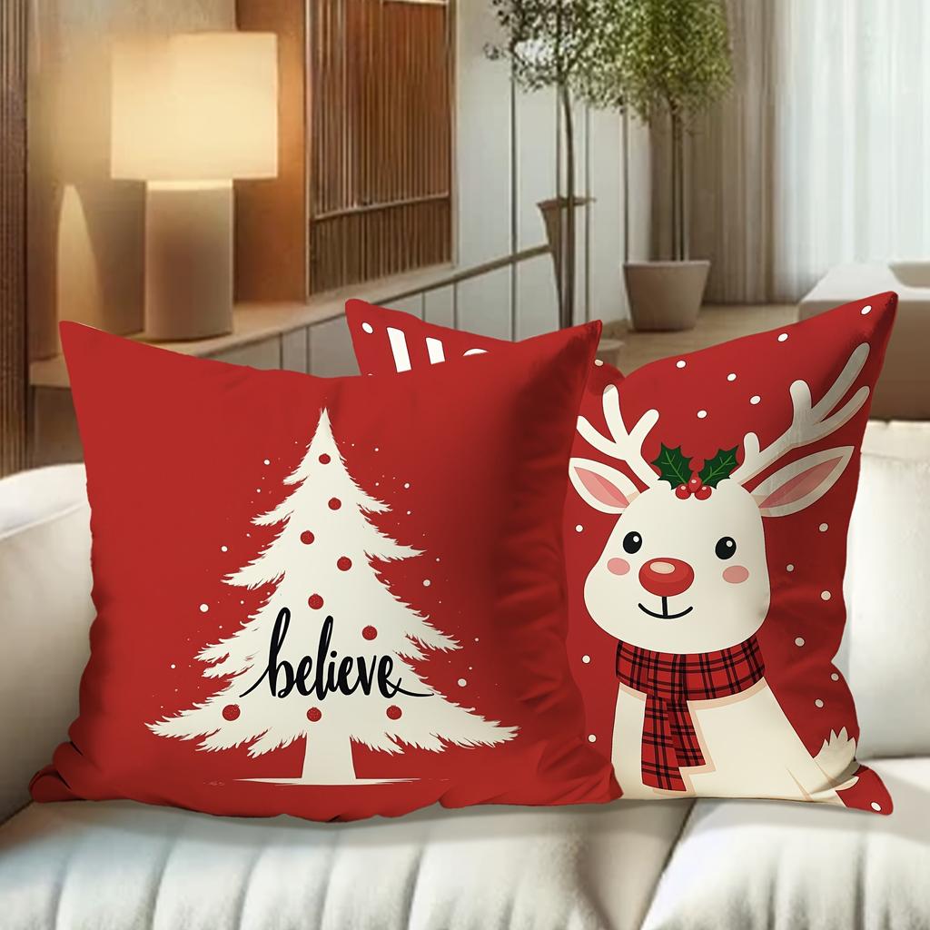 Christmas Pillow Covers: Snowman, Tree, Love, and Reindeer Designs! Sofa Room Cushion Cover Home Decoration New Year Gift
