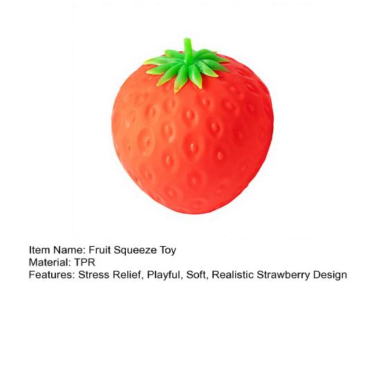 Jouet Fraise à Presser Réaliste Montée Lente Boule Anti-Stress Fruit en TPR Jouet Fidget Fraise Super Doux pour Soulager l'Anxiété Cadeau Original pour Adultes