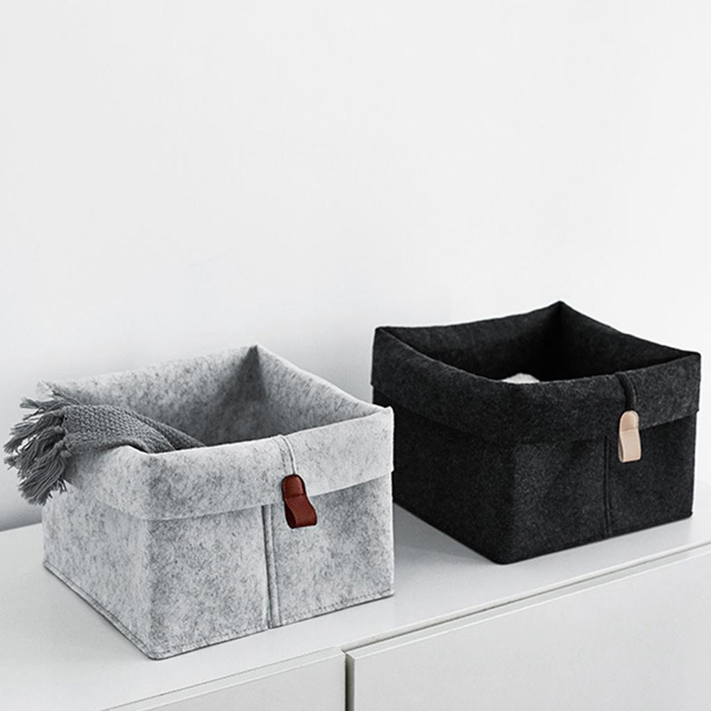 Felt Storage Basket Foldable Desk Organizer Bin For Snacks Toys and Misc Items Durable Felt Box For Dorm Room Home Office