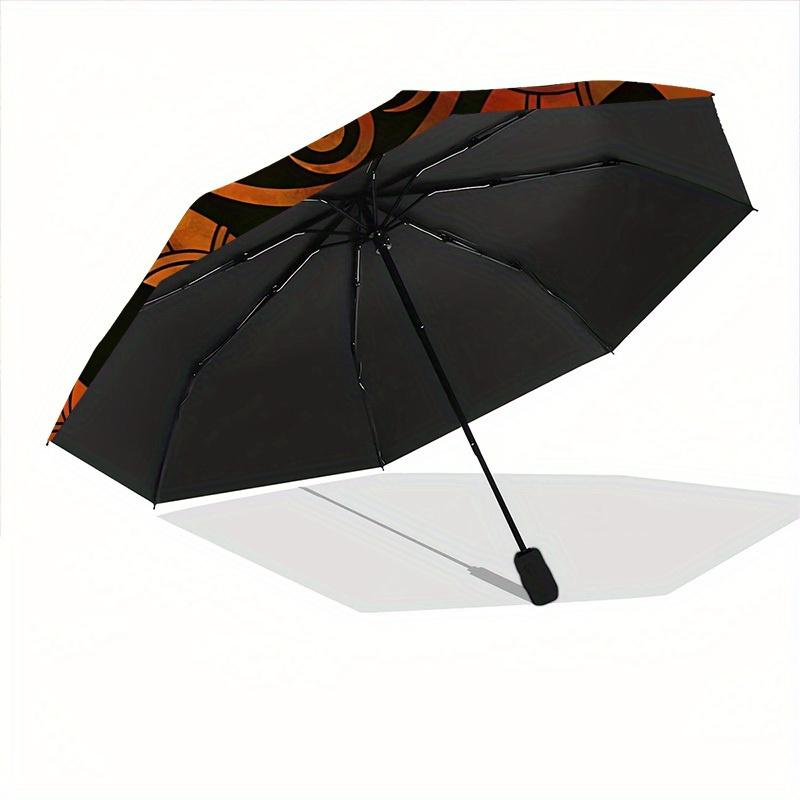 1pc Serpent Mandala Automatic Open/close, Heavy-Duty Iron Frame & 8-Rib Structure, Compact Folding Umbrella for Women/Men, All-Season Travel, Hallowee
