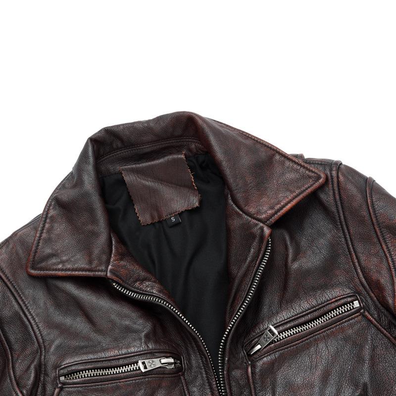 Spring Style Top Layer Cowhide Leather Genuine Leather Jacket Men's Old Motorcycle Jacket