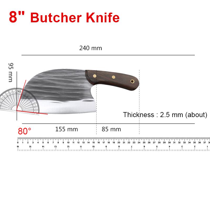 Butcher Slaughter Knife Chef Cleaver Meat Chop Vegetables Kitchen Knives Hand Forged Blade Wood Handle Heavy Knife Cooking Tools