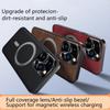For iPhone 15 Pro Case Compatible with MagSafe PU TPU PC Phone Back Cover with Metal Lens Frame