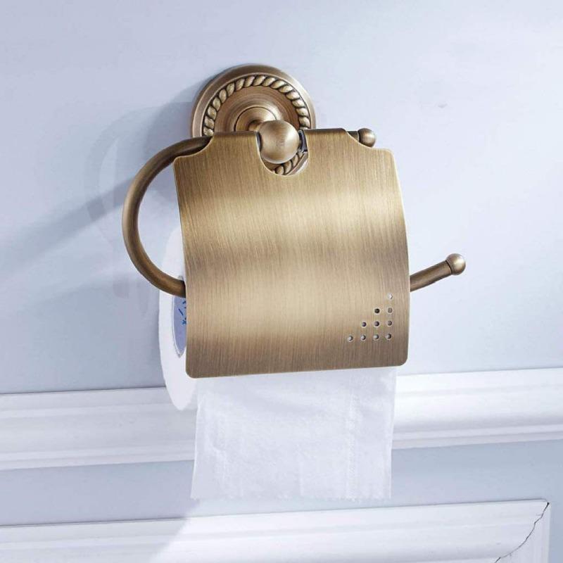 Toilet Paper Holder Wall Mounted Vintage Classic Bathroom Antique Brass Roll Tissue Box Bathroom Accessories Paper Towel Holder