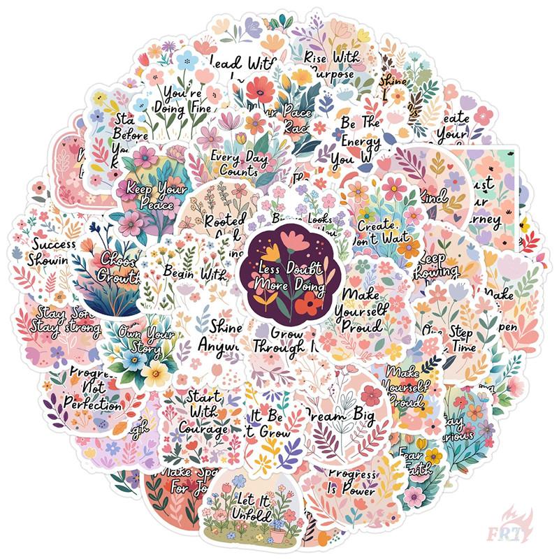 50Pcs/Set Flowers Healing Phrase Stickers DIY Fashion Waterproof Doodle Decals Stickers