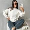 European and American cross-border models solid color classic round neck long-sleeved loose and simple pullover women's versatile knitted pullover