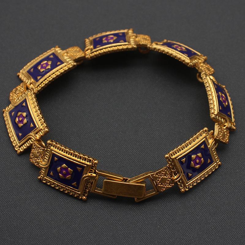 Vintage Violet Bangle & Enamel Sunflower Jewelry Set: Multilayer Bracelet with Flower Earrings for Women