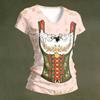 Camiseta Informal de Manga Corta con Cuello en V para Mujer Estampado Oktoberfest Top Tejido Ligero y Suave Camiseta de Corte Holgado para el Uso Diario