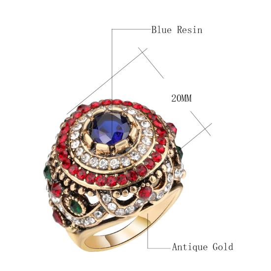 Women's Luxury Round Colorful Rhinestone-Inlaid Finger Ring Party Jewelry Gift