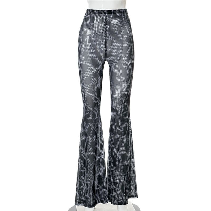 

Мода Мода Брюки клеш с высокой талией и легкой прозрачностью As shown in pictures M