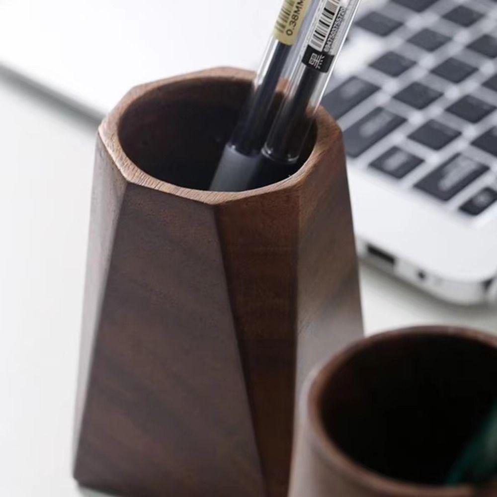 Large-capacity Pen Holder Wood Desktop Storage Bucket New Stationery Storage Holder  Back To School