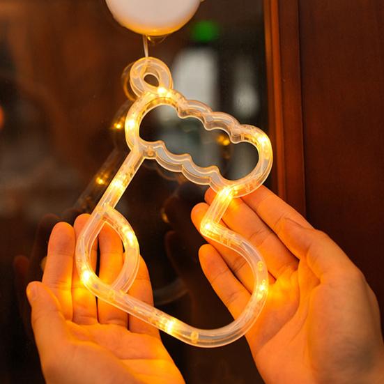 Christmas Window Curtain Lights with Snowflakes Santa Star Easy to Hang Christmas Ornaments with Suction Cups LED String