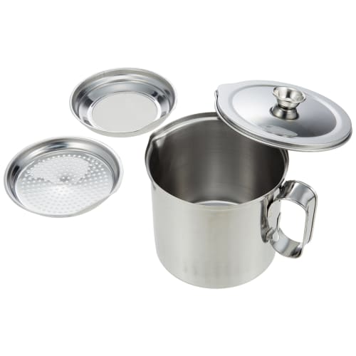 Ichibishi Metal Oil Pot, 1.2L, Double Mesh, 18-0 Stainless Steel, Made In Japan