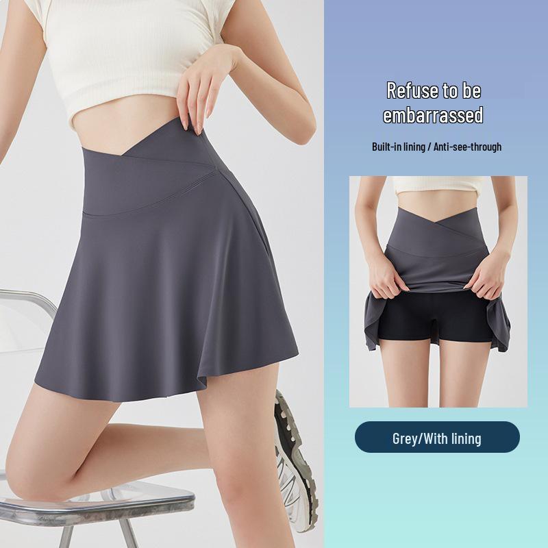 

Women s Quick-Dry Pleated Sports Skirt for Yoga, Tennis, and Badminton XXXL (80-90 kg) серый