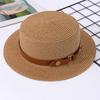 Francese Britannico Cintura Estiva Cappello a Cilindro a Tesa Piatta da Donna Testa Grande Vita Spiaggia Cappello a Cilindro Vacanza al Mare Ombrellone Protezione Solare Cappello di Paglia