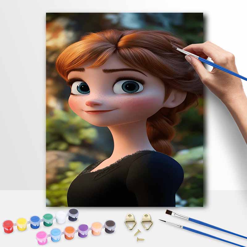 Disney Anna Paint By Number Kit Portrait Drawing Canvas DIY Picture Home Decor Modern Wall Art Gift For Fans Unique Hobby Crafting Decor