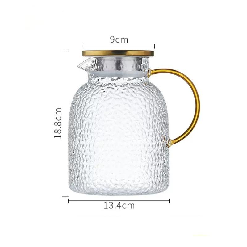 

Чайник из высокоборосиликатного стекла, холодный, утолщенный, термостойкий, с молотковым узором, чайник для кипячения, большой емкости, для домашнего использования, чайник для гостей 1800ml