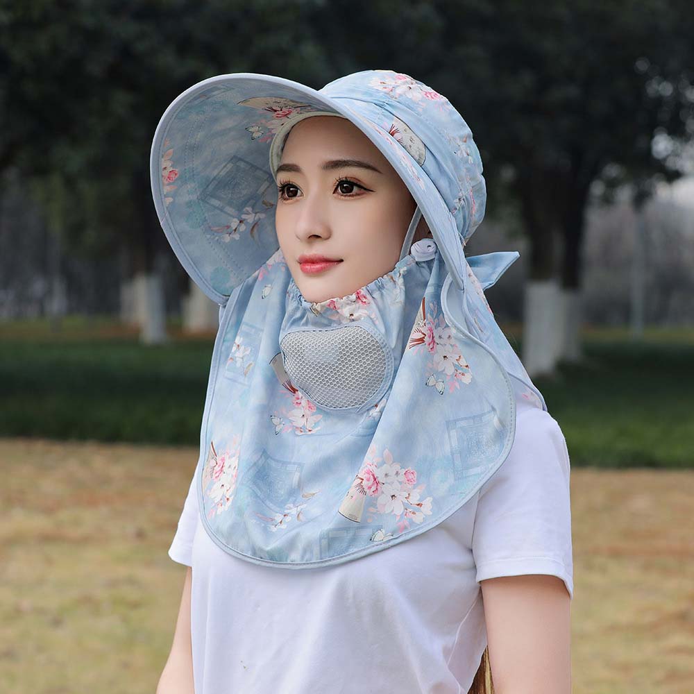 Anti-UV Mask Picking Tea Hat Flower Neck Protection Hat Sun Hat Sunshade Shawl Cap  Sport