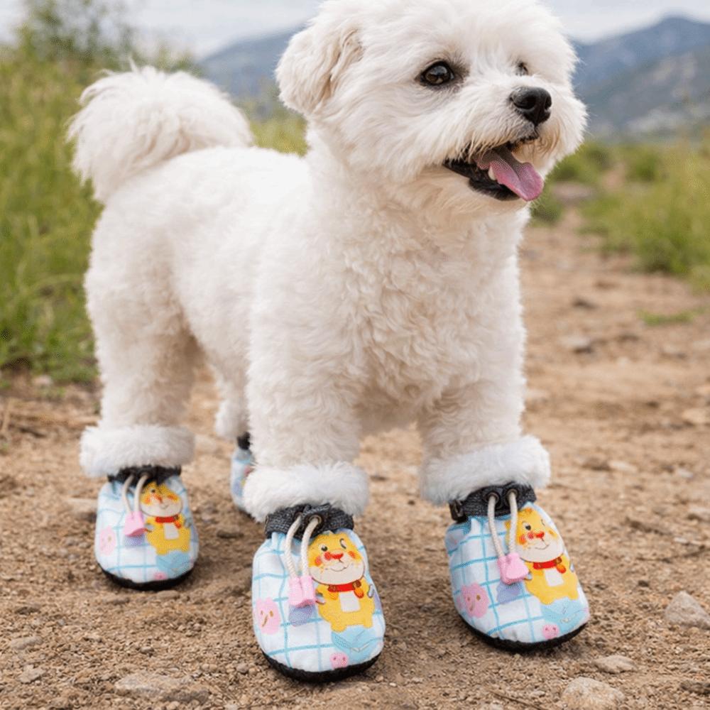4 pieces/set Soft-Sole Anti Slip Shoes Waterproof Dogs Warm Boots Dog Snow Boots  Pet Supplies
