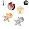 Titanium Alloy Zirconia Heart Lightning Piercing Stud with Internal Thread