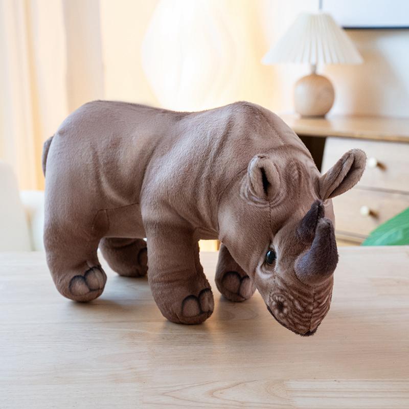 30-45cm Realistic Rhino Plush Toy Stuffed Animal Rhino Pillow  Soft Rhinoceros Kawaii Doll Perfect Birthday Gifts Kid Room Decor