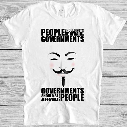 V For Vendetta T Shirt Anonymous Mask Government Vintage Cool Gift Tee M159 M