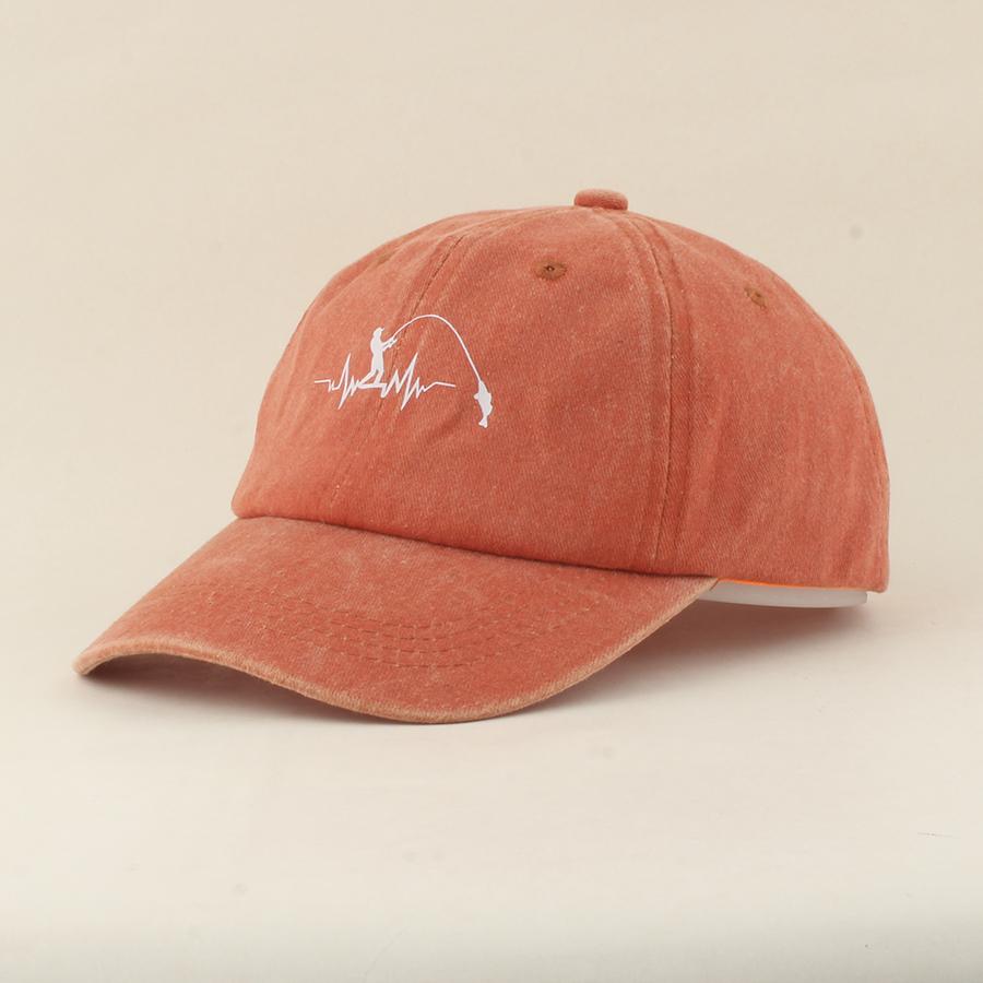 

2026 New Spring Summer Sun Cap Fishing Print Washed Cotton Baseball Cap Men Women Casual Adjustable Outdoor Trucker Hat Snapback Adult head 55-59cm оранжевый