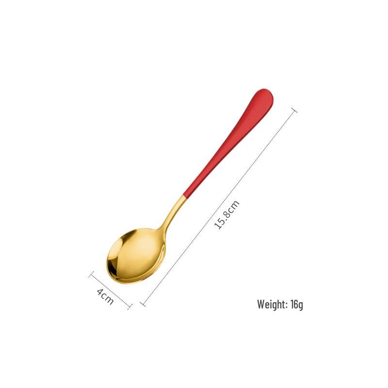 

Милая ложка из нержавеющей стали с длинной ручкой в корейском стиле с рисунком арбуза красный/золотой