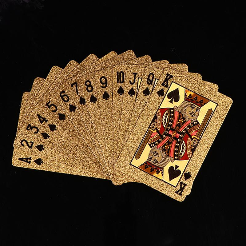 24 Ayar Altın Su Geçirmez Oyun Kağıtları Plastik Poker Oyunu PET Masa Oyunları Cadılar Bayramı Noel Aile Oyun Geceleri Kutu Oyunu Hediye