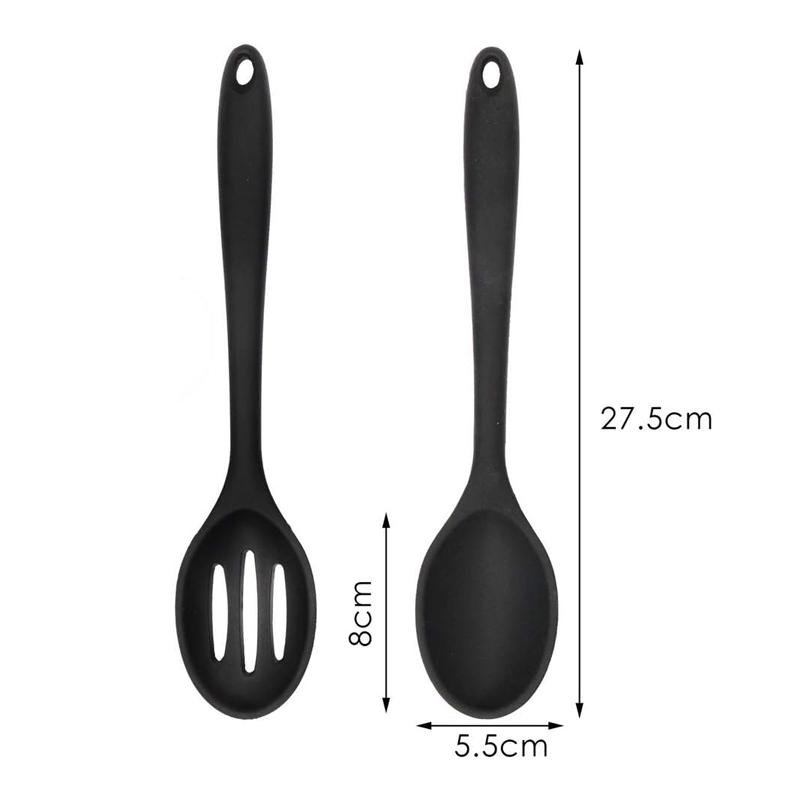 2Pcs Silicone Scoop Long Handle Soup Scoop Salad Mixing Spoon Heatresistant Cooking Spoon Nonstick Tablespoon Cooking Utensils