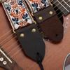 Adjustable Guitar Strap Embroidered Nylon Shoulder Strap Leathers End Guitar Straps for Bass, Electric & Acoustic Guitar