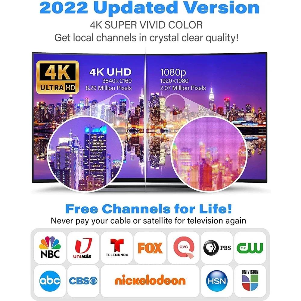 4K TV Antenna - 25DB High Gain Flat Design 3000 Miles Booster for HD DTV Box (EU Plug)