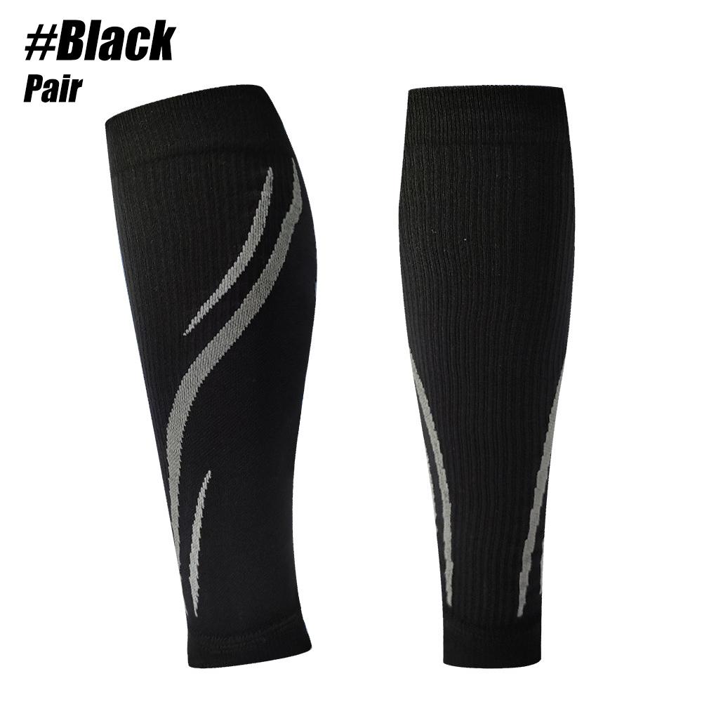 

1 пара компрессионных носков с рукавами до середины икры толщиной 20–30 мм рт.ст. для мужчин и женщин, идеальный вариант компрессионных носков для бега L-XL(35-48CM) чёрный