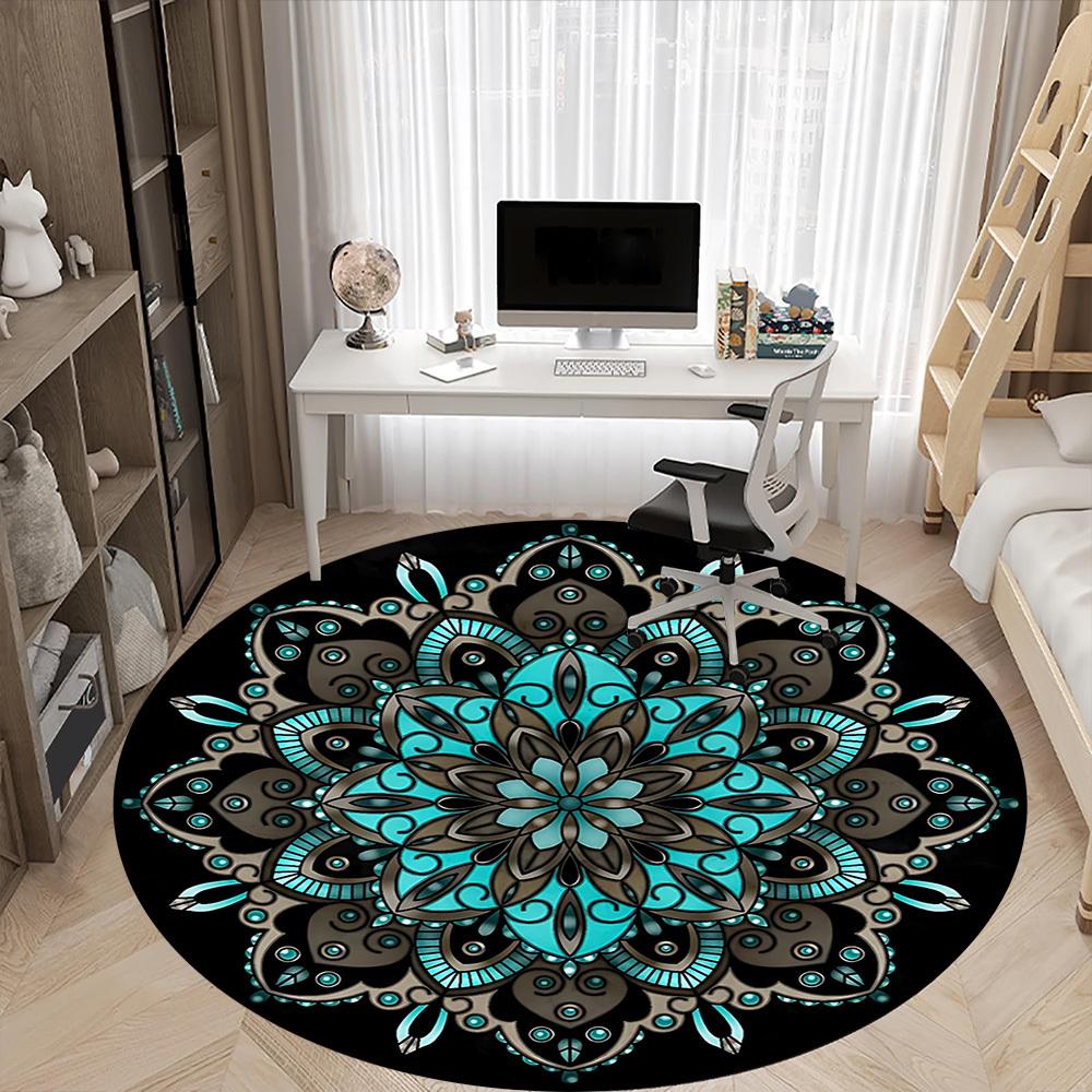 1PC Mandala Artwork Chair Carpet for Office, Indoor Non-Slip Washable Carpet, Soft Comfortable Mat For Office Room yy250930238