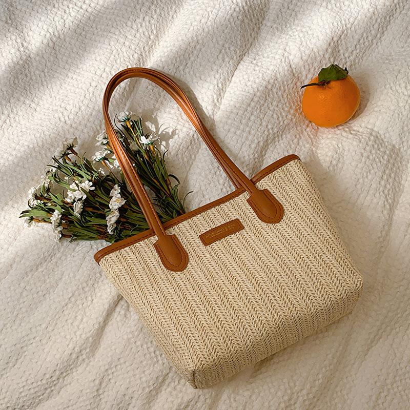 

Тканая модная сумка-тоут с пэчворком, новая весна 2025, универсальная, ins, на плечо, подмышку, сумка-тоут женская коричневый