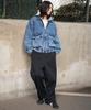 WEGO Unisex Flight Korean Loose Size Denim Men's Jacket, Outerwear, Streetwear, Style, Fit, Oversized, Winter/Spring Wear, L, Medium-Dark