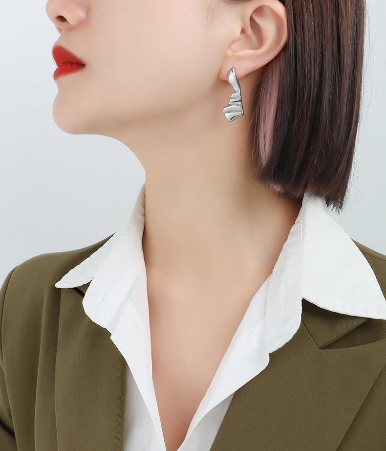 European and American Titanium Steel Non-Fade Cold Style Exaggerated Hoop and Cuff Earrings