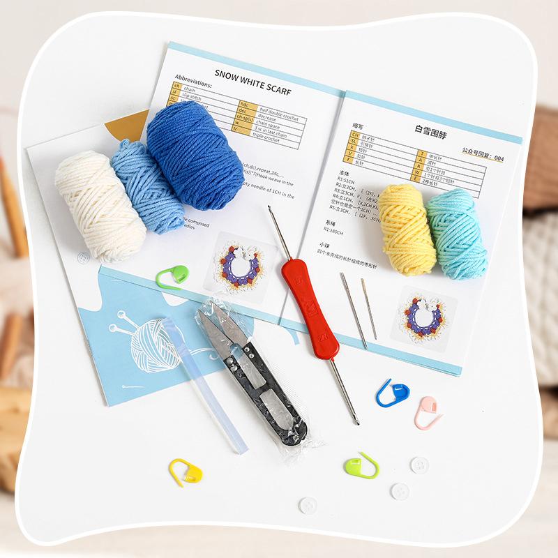 Snow White pet collar set; hand-knitted woolen neck warmer for cats; photo prop and gift saliva towel; decoration