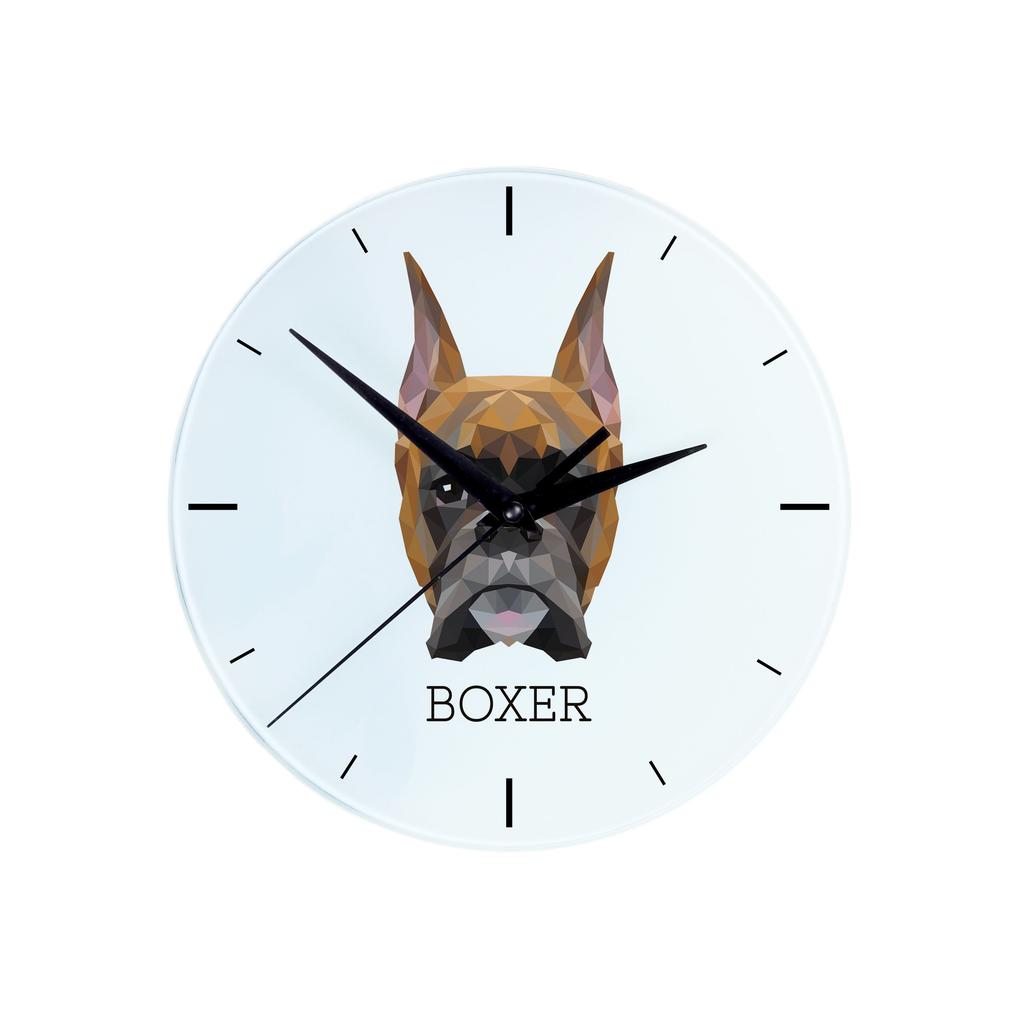 Boxer, German Boxer I – Geometric wall clock with a picture and the brand name Art-Dog | Art-Dog