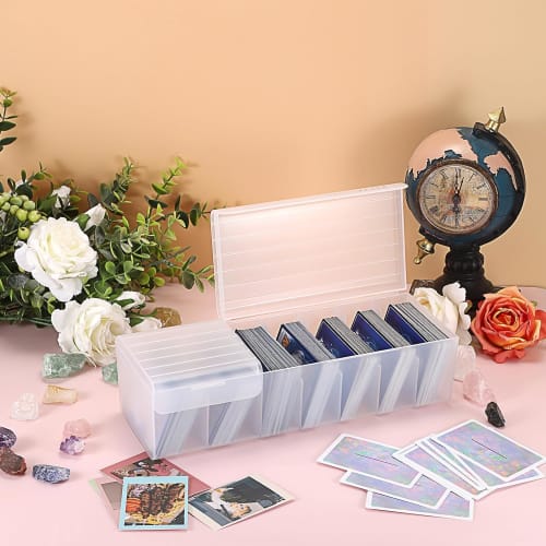 siawadeky Card Case with Dividers, Classified Storage, Large Capacity Card Box with Lid, Collection Box, Horizontal Loading, Holds Over 500 Trading Ca