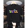 European Size Summer Men'S Fashion Short-Sleeve T-Shirt with Letter Pattern Print