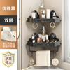 Non-punching Bathroom Suction Cup Rack, Bathroom Wall-mounted Carbon Steel Storage Rack, Suction Cup Corner Rack