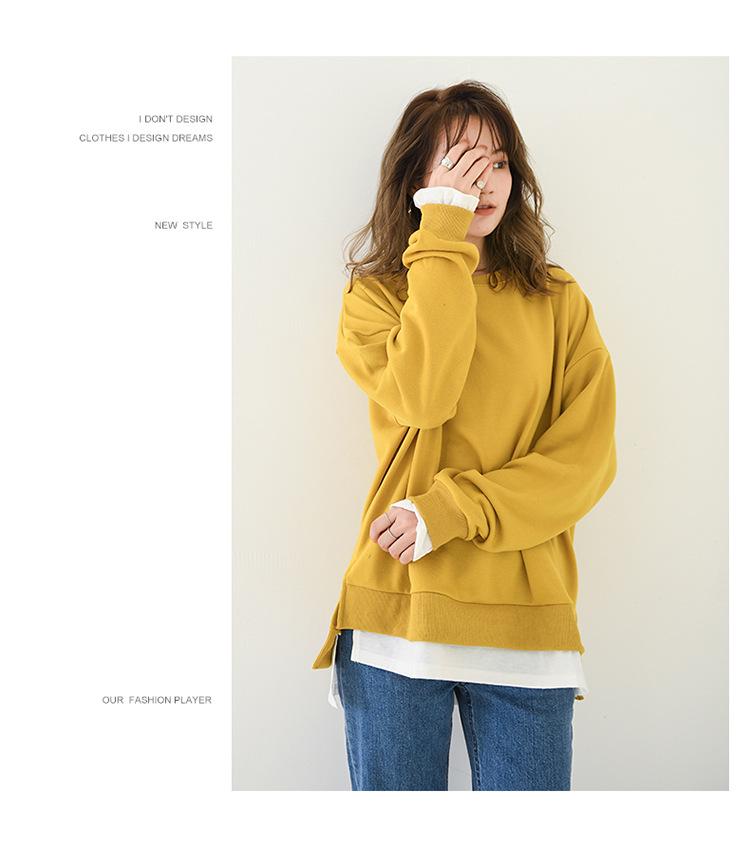 Dámské 2021 Jaro/Podzim Froté Dvoudílný Styl Středně Dlouhé Volné Ležérní Trendy Mikiny Pulovry, K dispozici Plus Size.