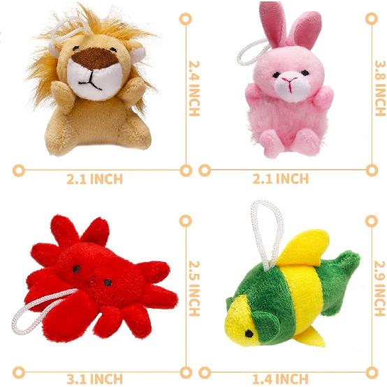 56 Pack Mini Plush Animals Toys Bulk, Small Stuffed Ocean Animal Toy Set, Keychain Decoration for Claw Machine, Birthday Party Favor, Goodie Bag