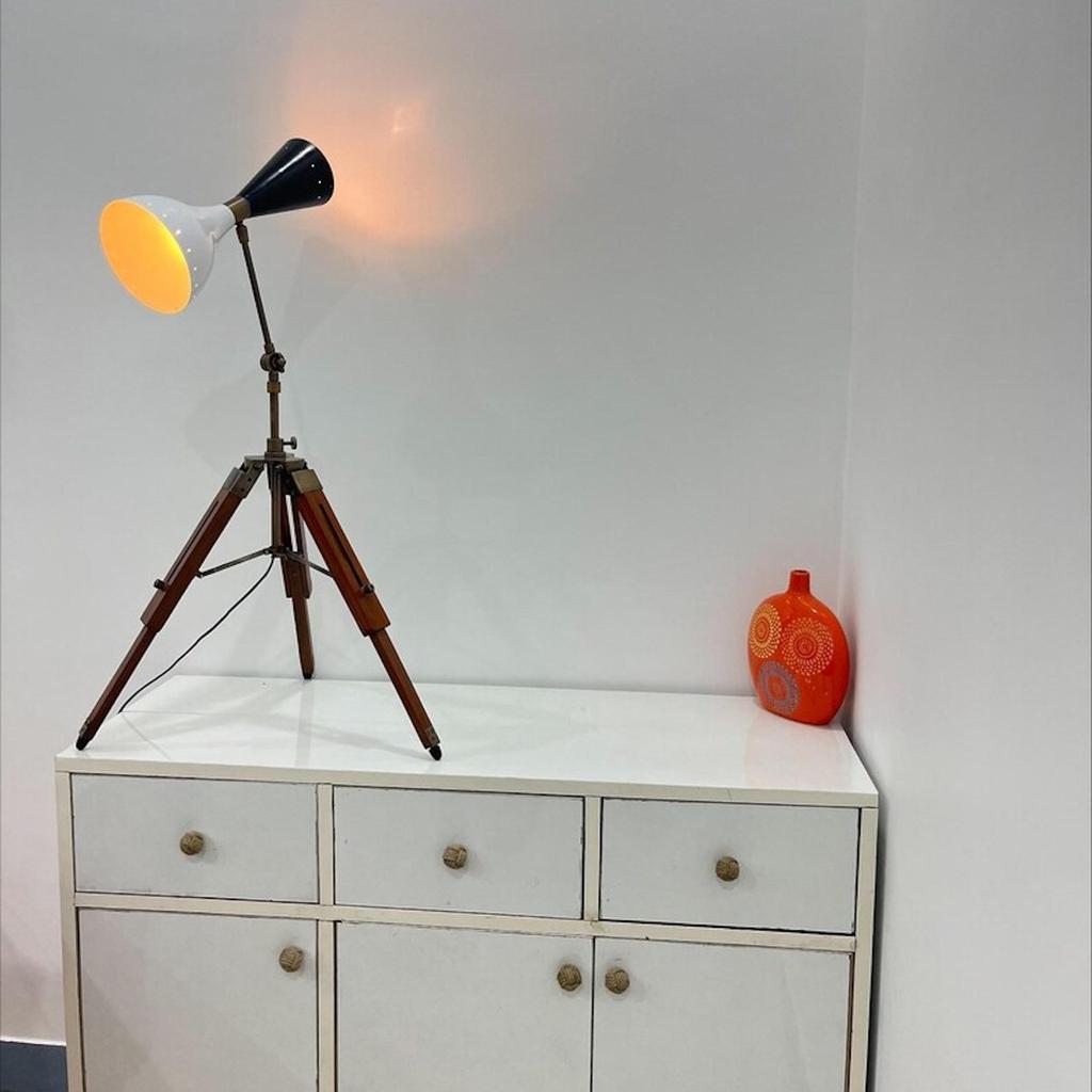 Abajur pentru lămpi de masă cu suport trepied, metalic, pentru birou, lampă decorativă de birou, cu picioare, 30", lampă de la mijlocul secolului