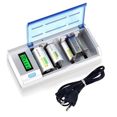 6 Steckplätze LCD Smart Display Schnellladung EU/US-Stecker Akkuladegerät für 1,2V AAA AA C D Größe 9V wiederaufladbare Batterie