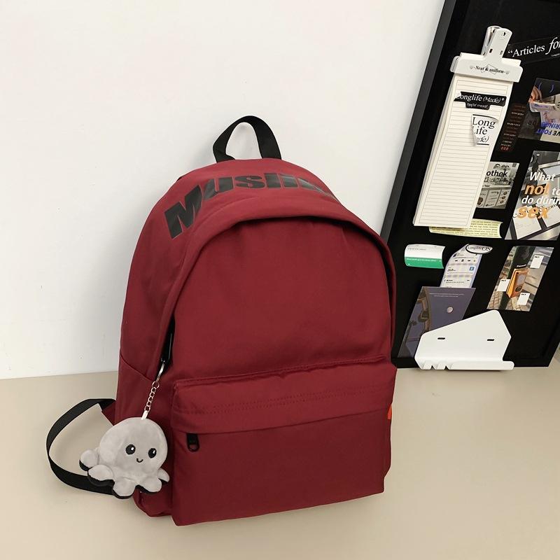 New Solid Color Popular Backpack Fashionable Simple Large Capacity High School Students Backpack School Bag