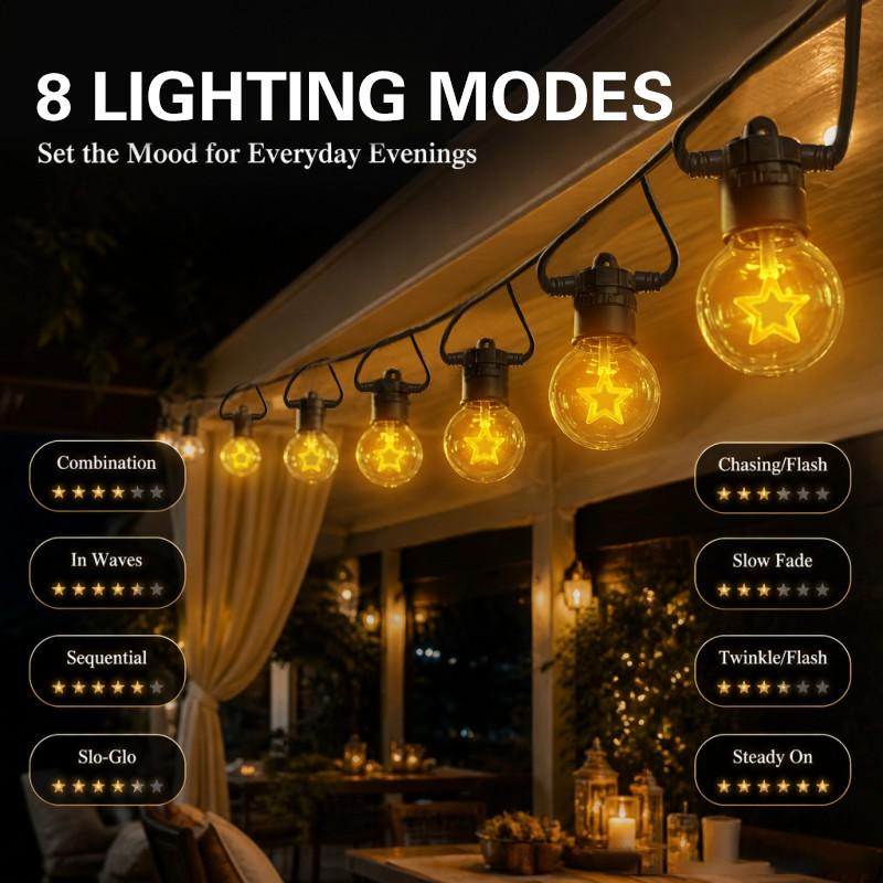Solar Star String Lights 5M 10LED with 2M Lead Wire & 10 Hooks, Outdoor Waterproof Garden Christmas Decor Lights