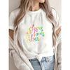 White T Shirt Jesus Loves You Rainbow Text Christian Faith Statement Casual Wear For Women Summer Outfits Church Clothing Gospel Inspired Fashion