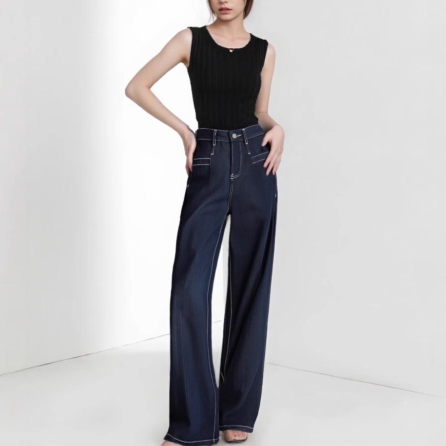 

Spring 2025 Women s Fade-Resistant Wide-Leg Jeans with Slim Straight-Leg Design XL